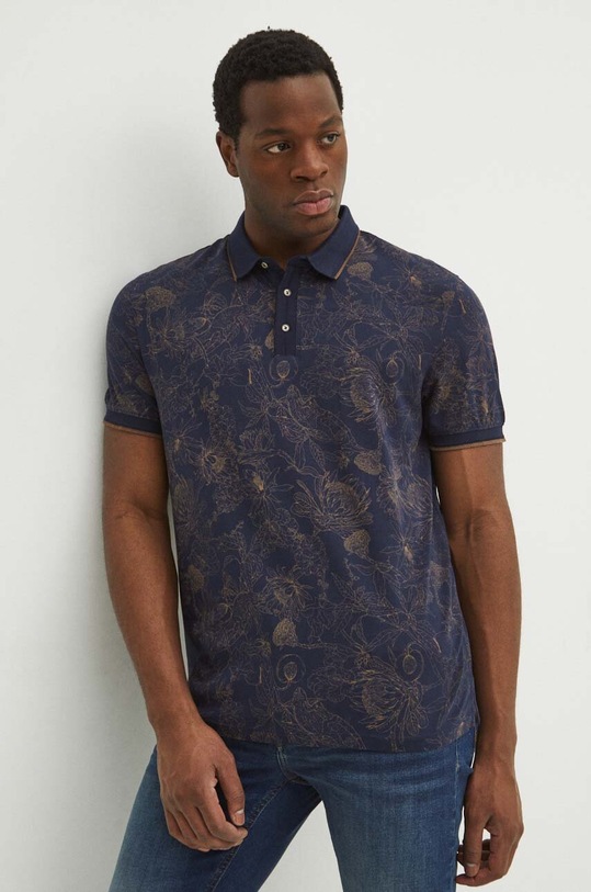 Bavlnené polo tričko pánske tmavomodrá farba s elastanom tmavomodrá RS24.POM305