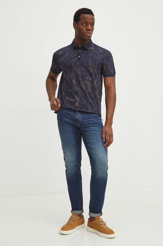 Bavlnené polo tričko pánske tmavomodrá farba RS24.POM305 tmavomodrá RS24