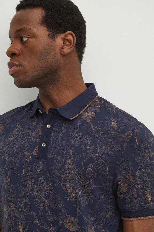 Bavlnené polo tričko pánske tmavomodrá farba tmavomodrá RS24.POM305