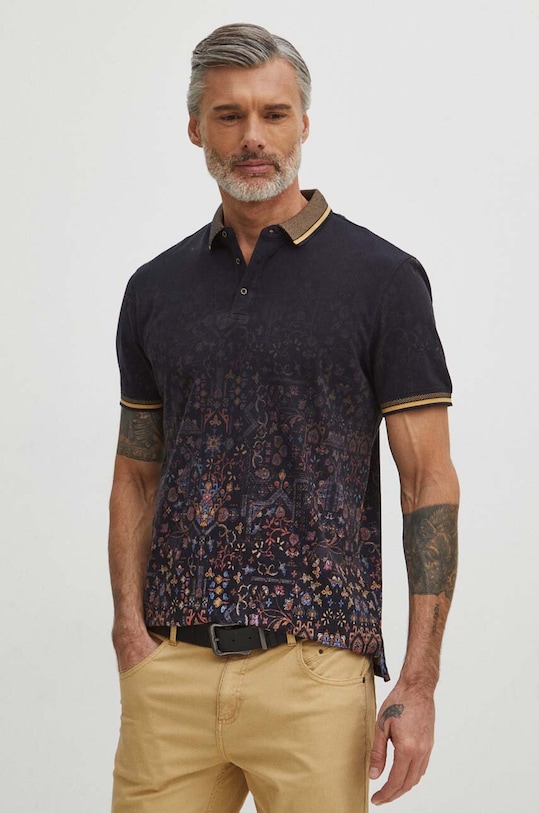 Bavlnené polo tričko pánske s elastanom čierna farba s elastanom čierna RS24.POM504