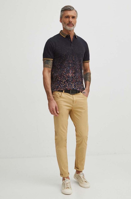 Bavlnené polo tričko pánske s elastanom čierna farba RS24.POM504 čierna RS24