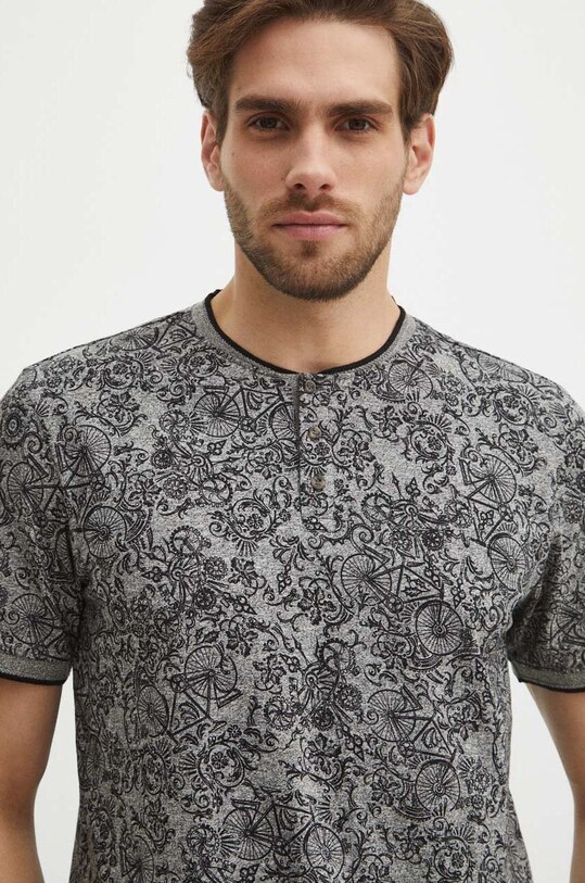 Polo męskie wzorzyste kolor szary wzorzyste szary RS24.POM600