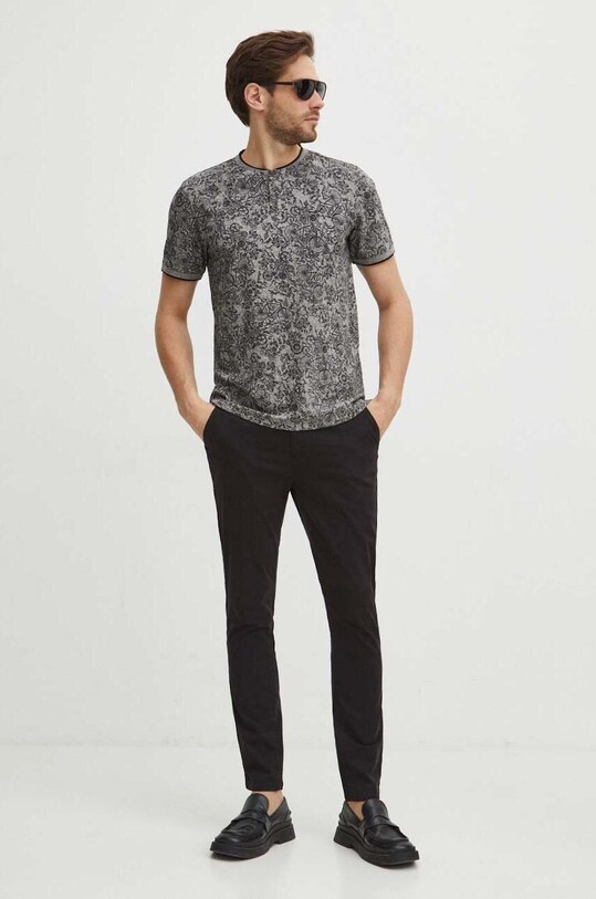 Polo męskie wzorzyste kolor szary RS24.POM600 szary RS24