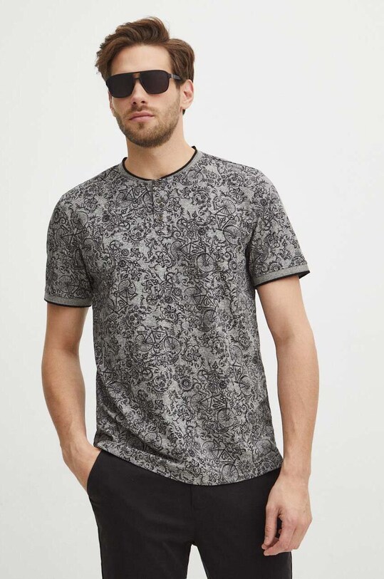 Polo męskie wzorzyste kolor szary szary RS24.POM600