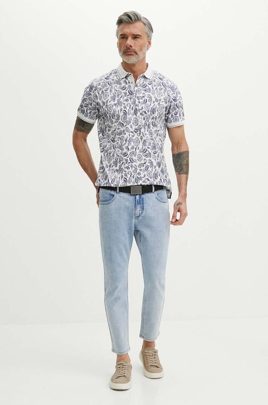 Polo bawełniane męskie z domieszką elastanu wzorzyste kolor biały RS24.POM806 biały RS24