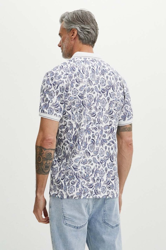 Odzież Polo bawełniane męskie z domieszką elastanu wzorzyste kolor biały RS24.POM806 biały