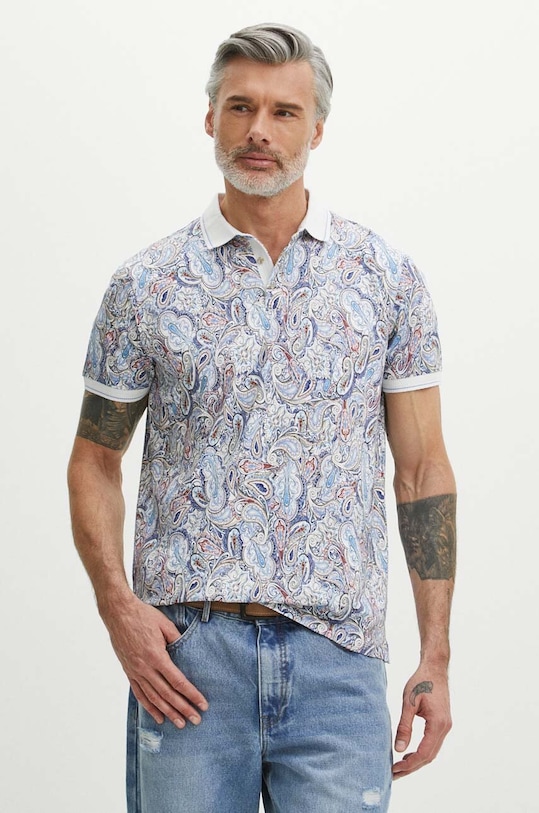 Bavlněné polo tričko pánské s elastanem modrá RS24.POM806