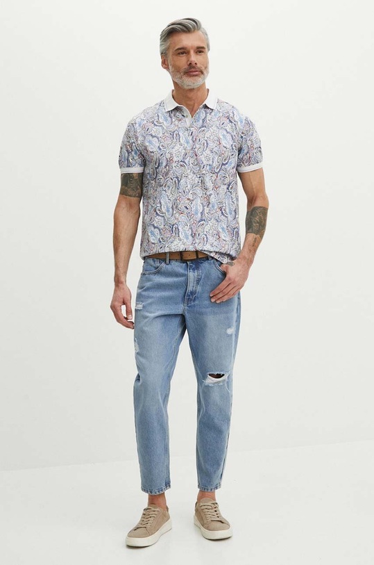 Bavlněné polo tričko pánské RS24.POM806 modrá RS24