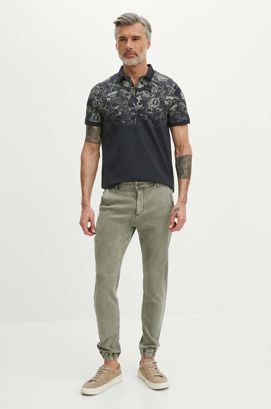 Polo bawełniane męskie z domieszką elastanu wzorzyste kolor granatowy RS24.POM807 granatowy RS24