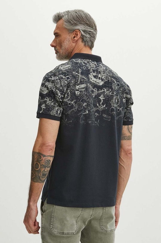 Odzież Polo bawełniane męskie z domieszką elastanu wzorzyste kolor granatowy RS24.POM807 granatowy