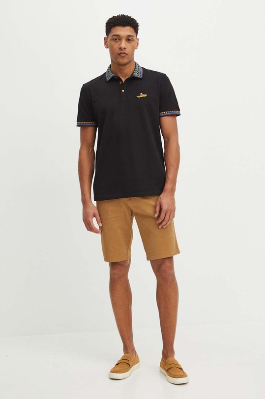 Polo bawełniane męskie z domieszką elastanu z aplikacją kolor czarny RS24.POM904 czarny RS24