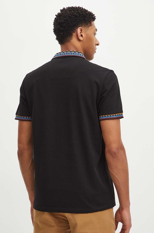 Odzież Polo bawełniane męskie z domieszką elastanu z aplikacją kolor czarny RS24.POM904 czarny