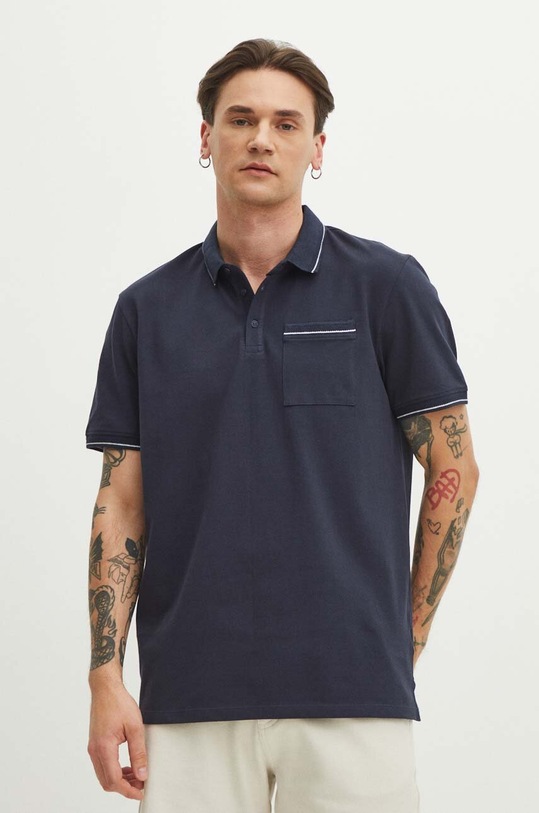 Bavlnené polo tričko pánske tmavomodrá farba RS24.POMB03 tmavomodrá RS24