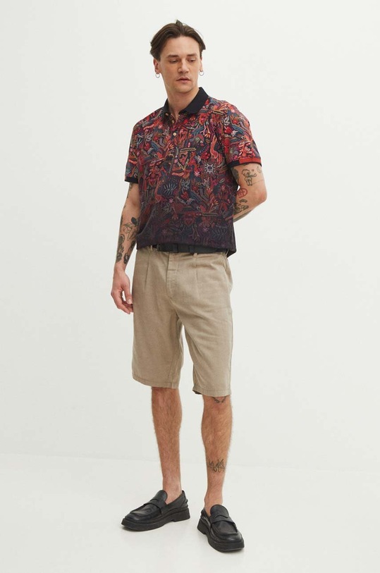 Polo bawełniane męskie z domieszką elastanu wzorzyste kolor multicolor RS24.POMB10 multicolor RS24