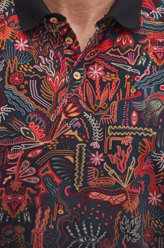 Polo bawełniane męskie z domieszką elastanu wzorzyste kolor multicolor RS24.POMB10 multicolor