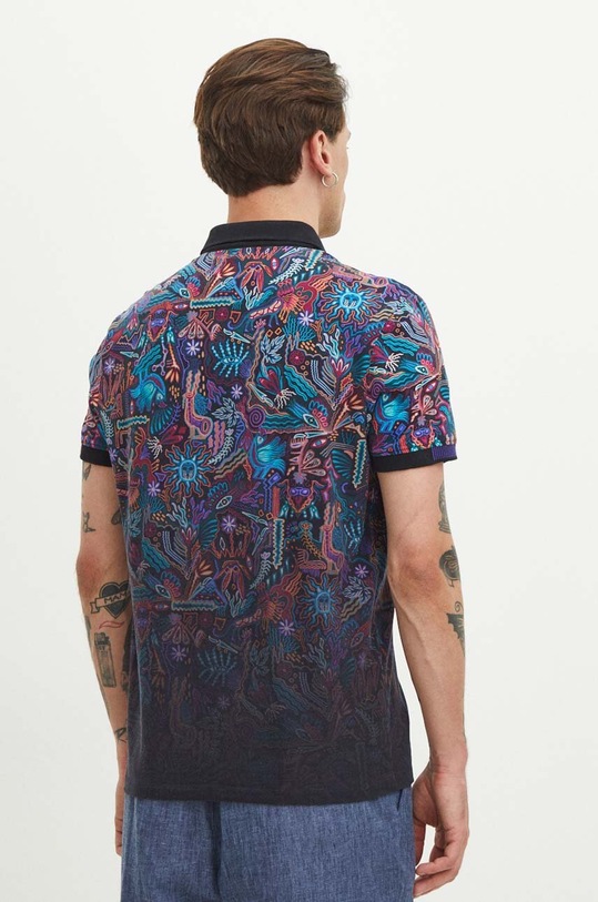 Odzież Polo bawełniane męskie z domieszką elastanu wzorzyste kolor multicolor RS24.POMB10 multicolor