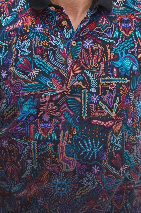 Polo bawełniane męskie z domieszką elastanu wzorzyste kolor multicolor RS24.POMB10 multicolor