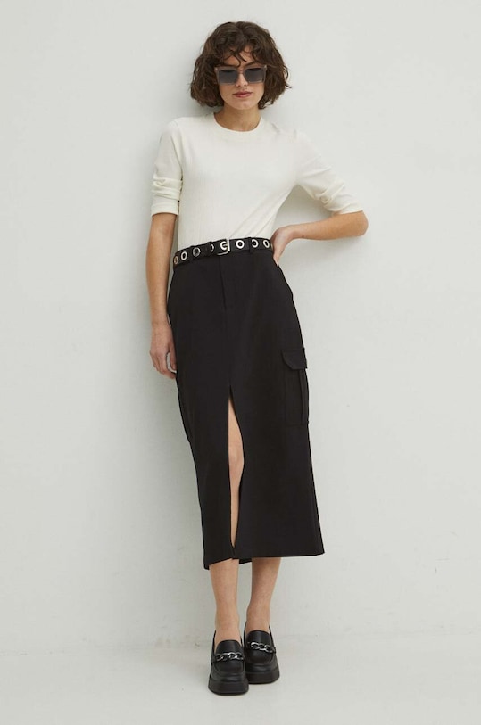 Spódnica damska midi gładka kolor czarny RS24.SDD401 czarny RS24