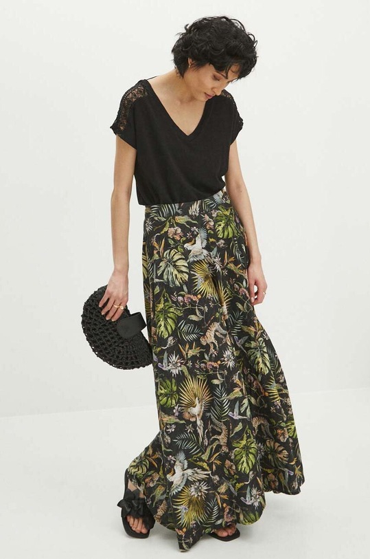 Spódnica lniana damska kolor czarny RS24.SDD700 czarny RS24