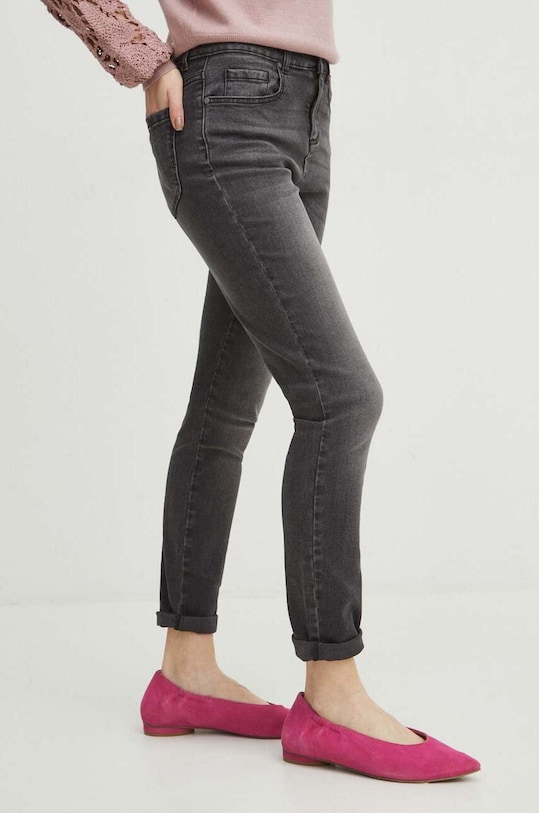 Jeansy damskie skinny kolor szary Basic szary RS24.SJD011