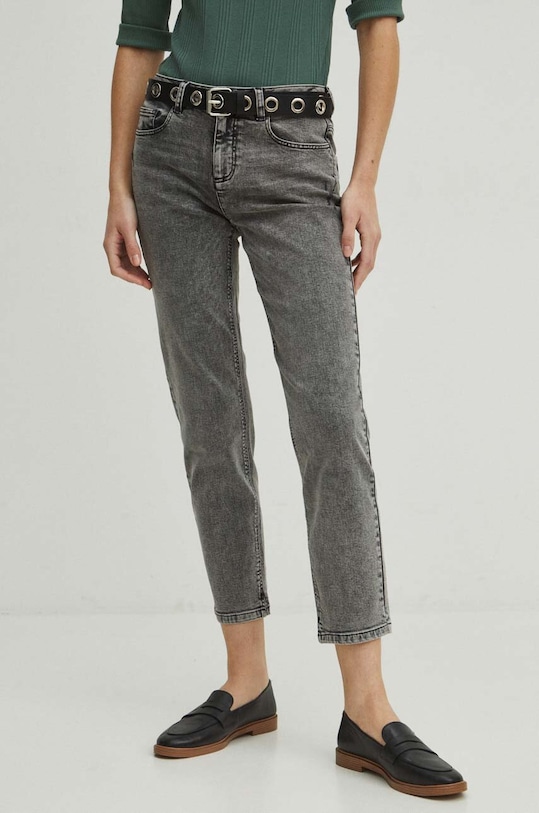 Rifle dámske boyfriend šedá farba BASIC sivá RS24.SJD046