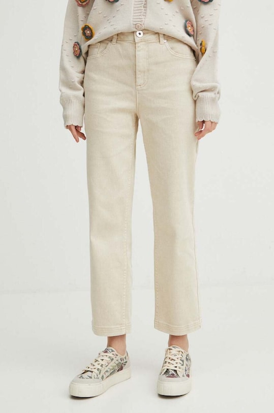 Jeansy damskie straight kolor beżowy beżowy RS24.SJD402
