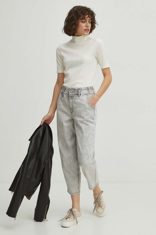Jeansy damskie slouchy z efektem sprania kolor szary RS24.SJD405 szary RS24