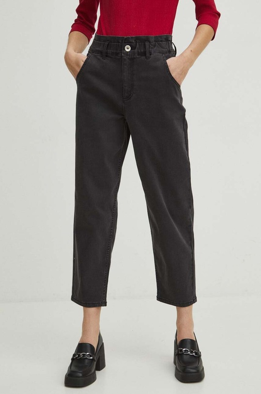 Jeansy damskie slouchy z efektem sprania kolor czarny czarny RS24.SJD405