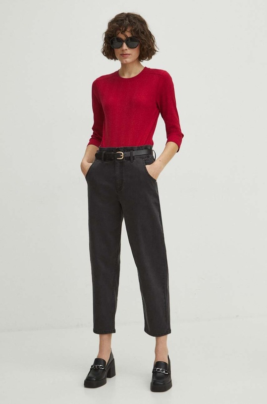 Jeansy damskie slouchy z efektem sprania kolor czarny RS24.SJD405 czarny RS24
