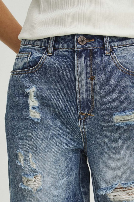 Džíny dámské slouchy seprané modrá barva modrá RS24.SJD448