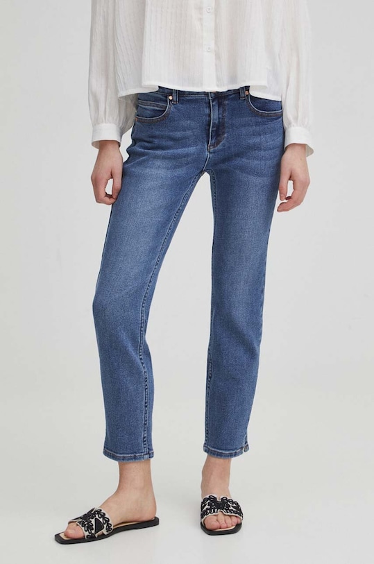 Jeansy damskie slim kolor niebieski niebieski RS24.SJD501