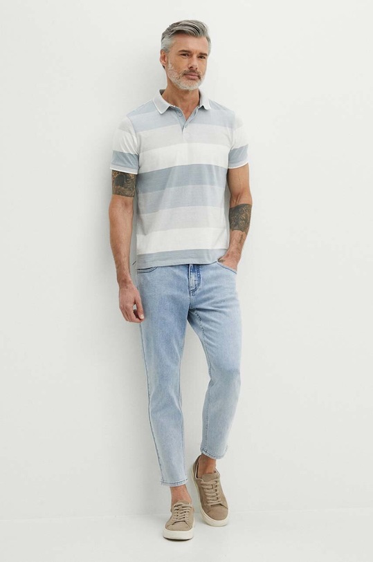 Jeansy męskie tapered z efektem sprania kolor niebieski RS24.SJM804 niebieski RS24