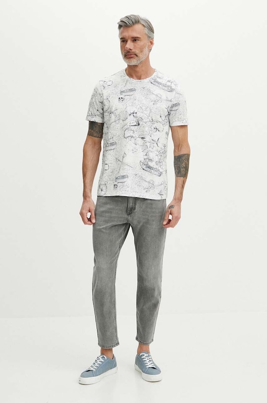 Jeansy męskie tapered z efektem sprania kolor szary RS24.SJM805 szary RS24