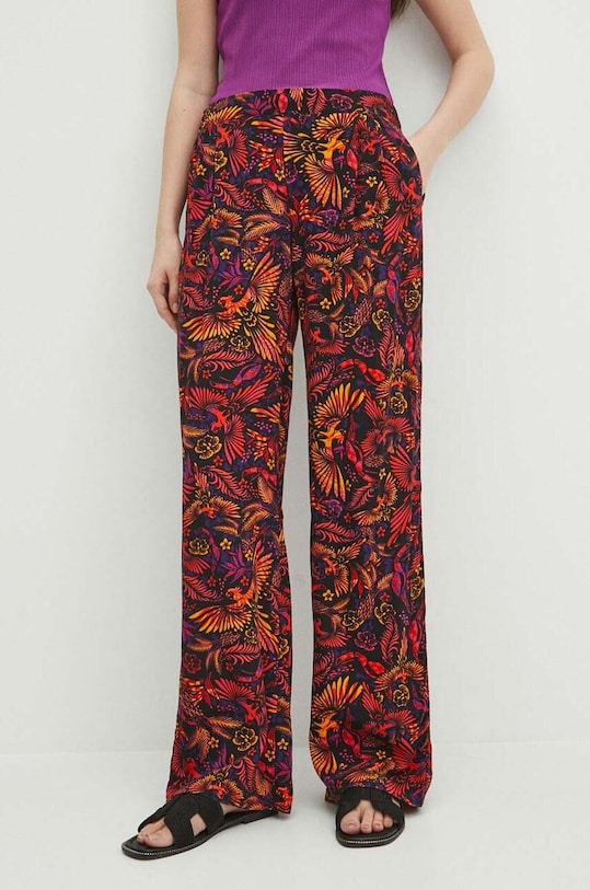 Spodnie damskie wide leg z wiskozy kolor multicolor RS24.SPD072 multicolor RS24