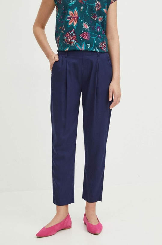 Kalhoty dámské tmavomodrá barva látka námořnická modř RS24.SPD090