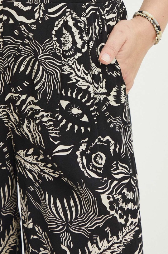 Spodnie damskie culottes wide leg wzorzyste kolor czarny czarny RS24.SPD091