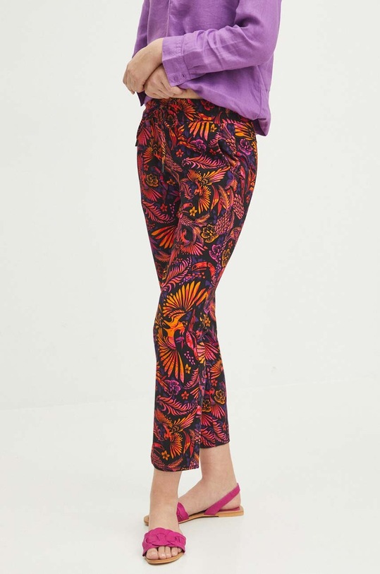 Spodnie dresowe bawełniane damskie wzorzyste kolor multicolor dzianina multicolor RS24.SPD092