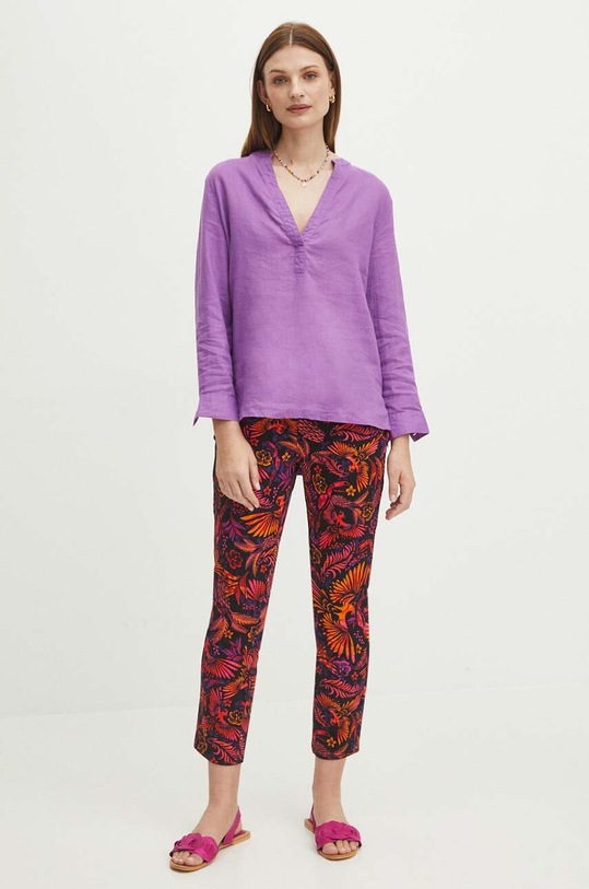 Spodnie dresowe bawełniane damskie wzorzyste kolor multicolor RS24.SPD092 multicolor RS24