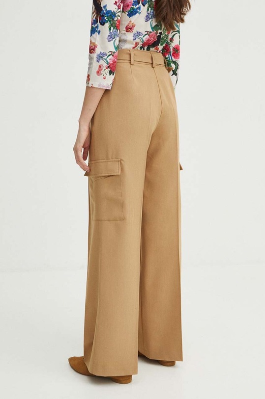 Odzież Spodnie damskie z paskiem wide leg kolor beżowy RS24.SPD302 beżowy