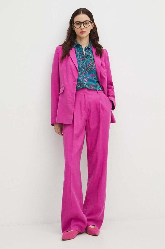 Spodnie damskie wide leg gładkie kolor różowy RS24.SPD500 różowy RS24