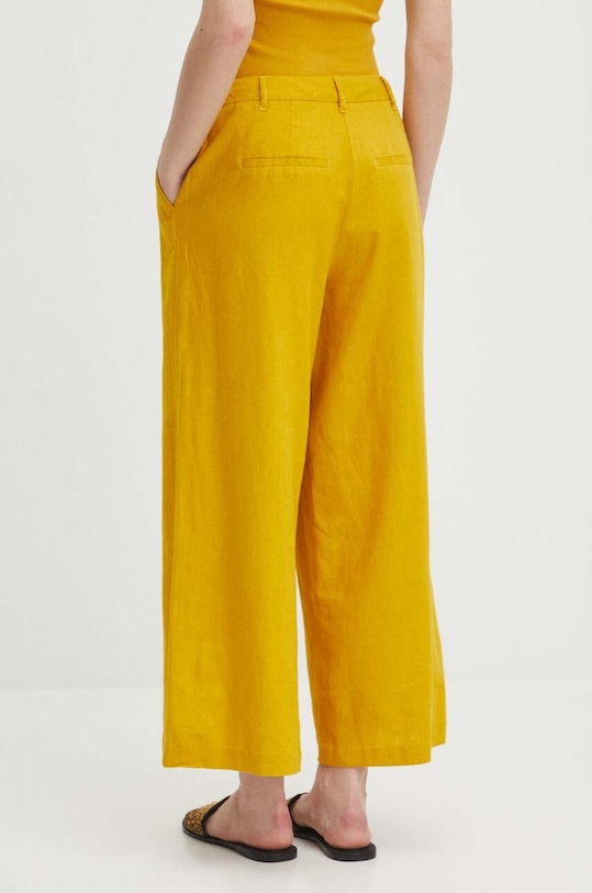 Oblečení Lněné kalhoty dámské žlutá barva RS24.SPDA03 žlutá