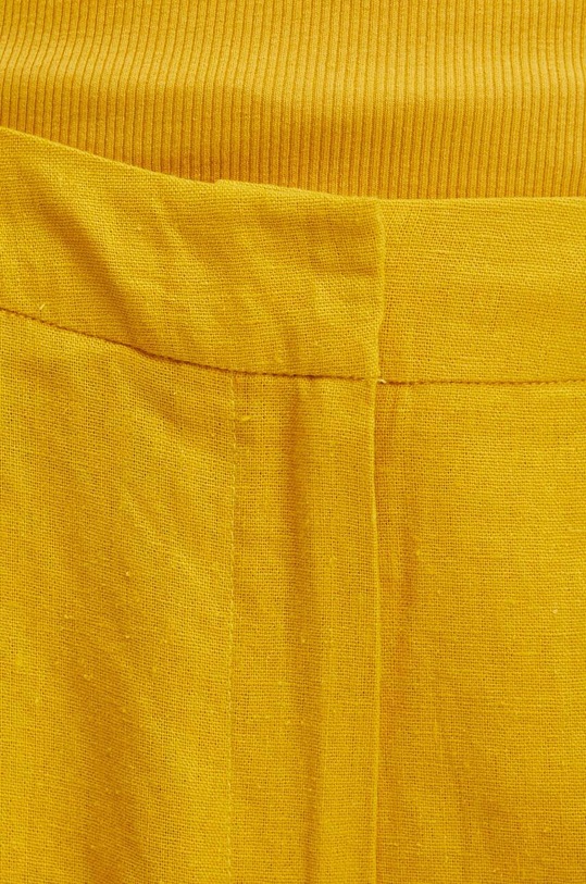 Lněné kalhoty dámské žlutá barva žlutá RS24.SPDA03