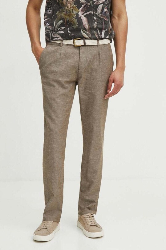 Medicine pantaloni din in RS24.SPM074 maro RS24