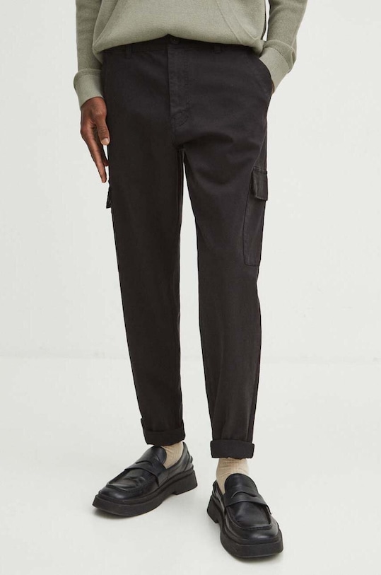 Nohavice pánske s vreckami cargo čierna farba RS24.SPM202 čierna RS24