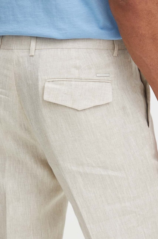 Ľanové nohavice pánske béžová farba béžová RS24.SPM905