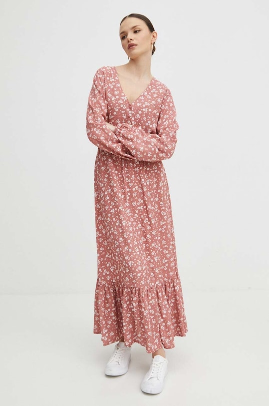 Sukienka damska maxi wzorzysta kolor różowy RS24.SUD035 różowy RS24