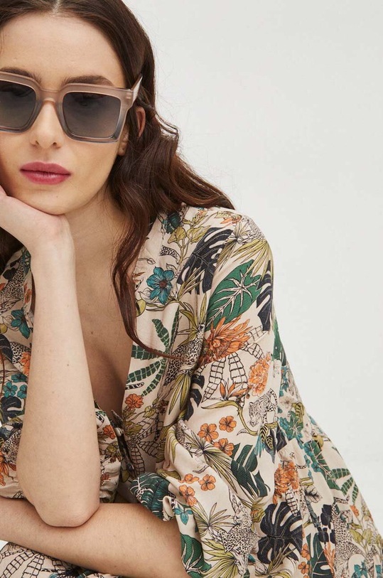 Sukienka damska midi wzorzysta kolor beżowy beżowy RS24.SUD052