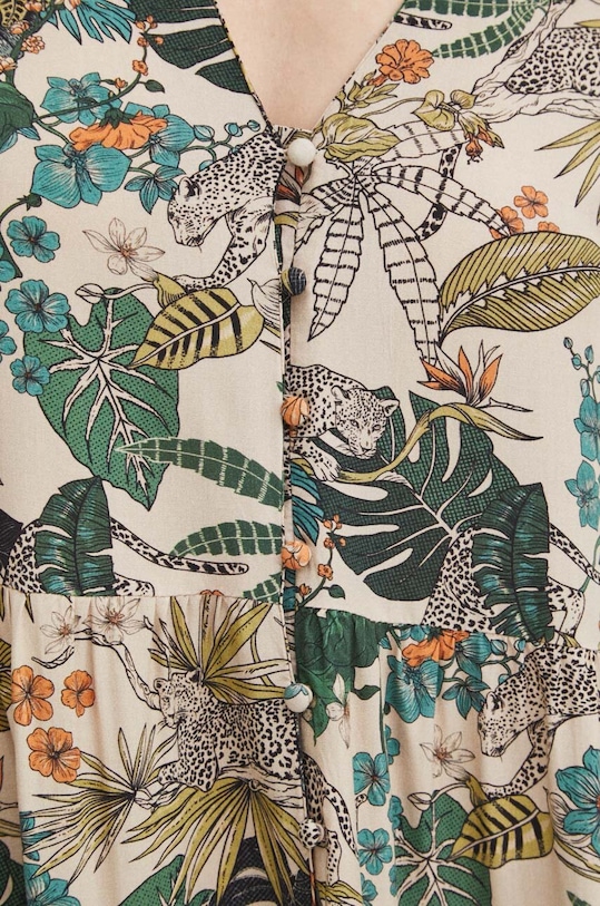 Sukienka damska midi wzorzysta kolor beżowy RS24.SUD052 beżowy