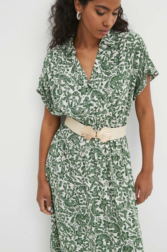 Sukienka damska midi wzorzysta kolor kremowy kremowy RS24.SUD073