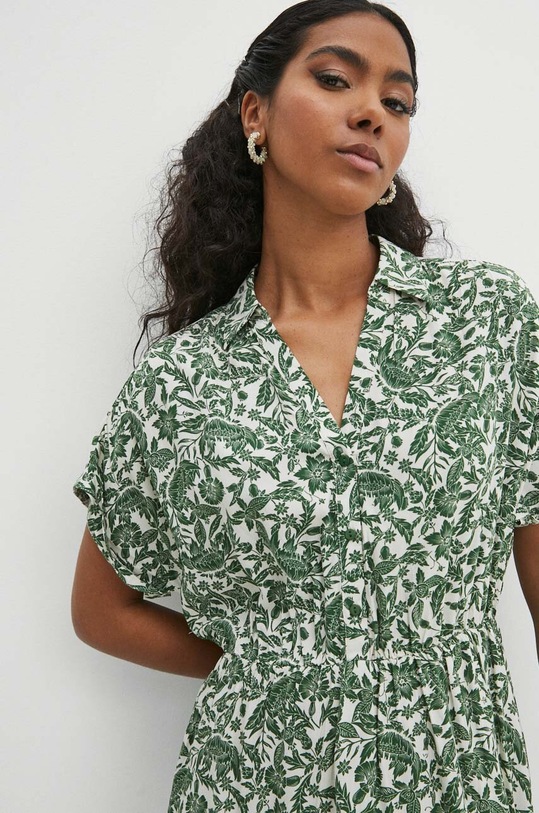 Sukienka damska midi wzorzysta kolor kremowy RS24.SUD073